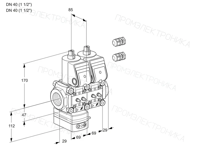Kromschroder VCD 2E40R/40R05D-25NWR3/MMMM/PPPP — двойной электромагнитный газовый клапан — 88105363