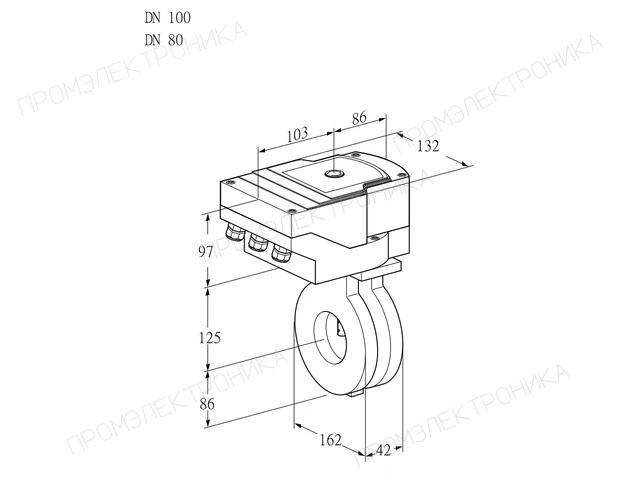 Kromschroder IBA 100/80Z05/20-07Q2E — дисковая поворотная заслонка — 88302755