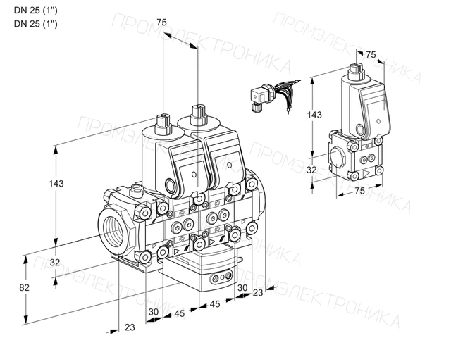 Kromschroder VCG 1E25R/25R05FNGEVWR/PPPP/PPZS — двойной электромагнитный газовый клапан — 88103036