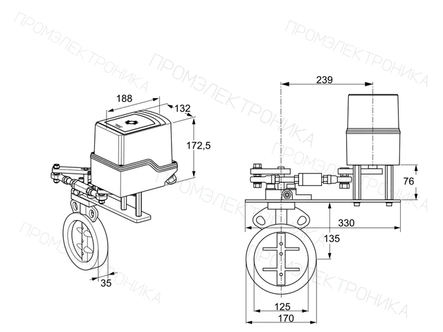 Kromschroder IDR 125Z03A100GA/50-30W20E — дисковая поворотная заслонка — 88302910