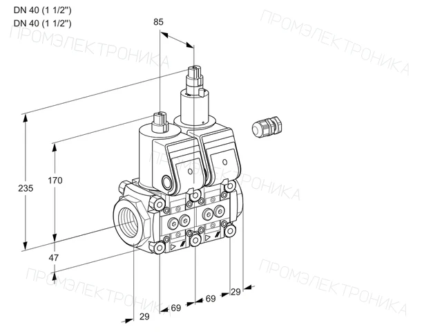 Kromschroder VCS 2E40R/40R05NLKR/PPPP/PPPP — двойной электромагнитный газовый клапан — 88104593