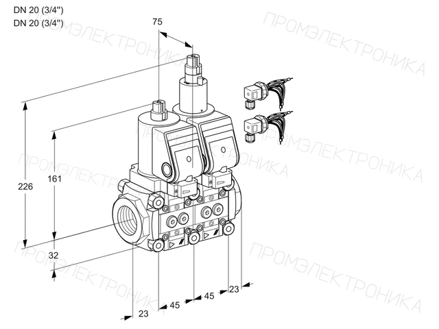 Kromschroder VCS 1E20R/20R05NLKGR8/PPPP/PPPP — двойной электромагнитный газовый клапан — 88106445