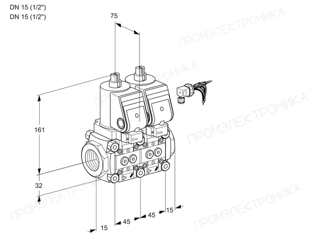 Kromschroder VCS 1E15R/15R05NNWSR3/PPPP/PPPP — двойной электромагнитный газовый клапан — 88103588