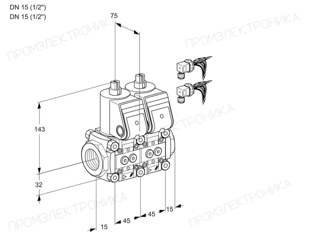 Kromschroder VCS 1E15R/15R05NNWR6/PPPP/PPPP — двойной электромагнитный газовый клапан — 88102774