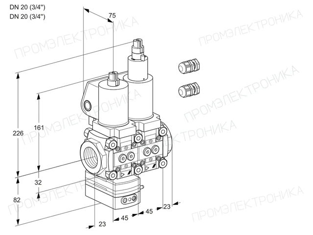 Kromschroder VCD 1E20R/20R05D-100LWSL3/PPPP/PPPP — двойной электромагнитный газовый клапан — 88104109