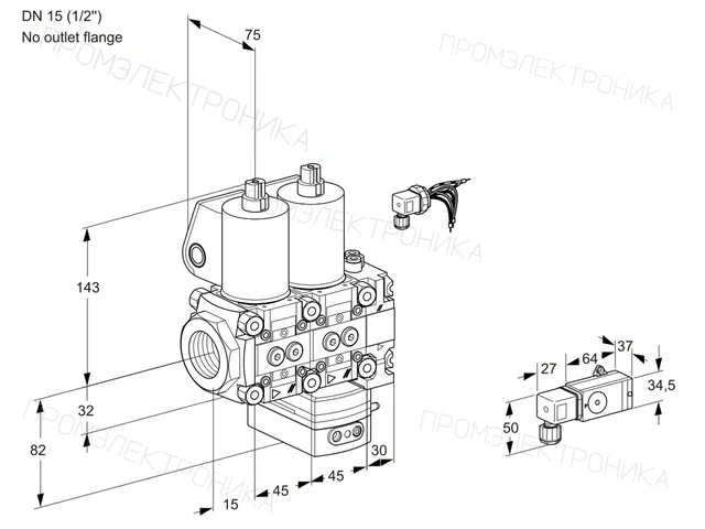 Kromschroder VCG 1E15R/--05NGNVWL/PPPP/2-PP — двойной электромагнитный газовый клапан — 88107481