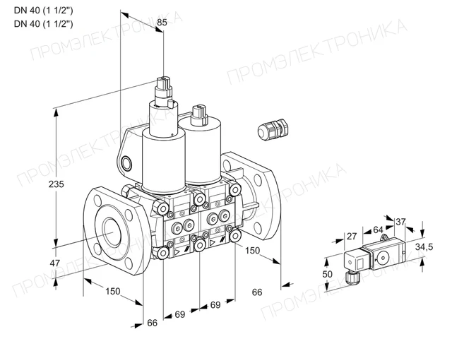 Kromschroder VCS 2E40F/40F05LNWL/PPMM/-3PP — двойной электромагнитный газовый клапан — 88107610