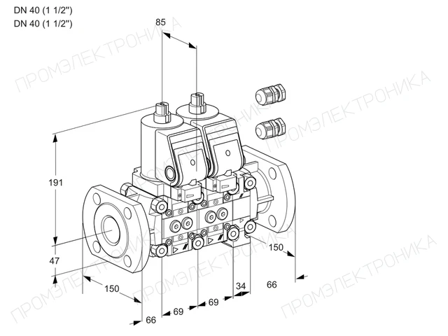 Kromschroder VCS 2E40F/40F05NNVKGR3/PPPP/PPPP — двойной электромагнитный газовый клапан — 88107634