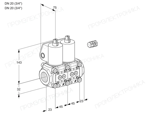 Kromschroder VCS 1E20R/20R05NNWL/PPPP/MMMM — двойной электромагнитный газовый клапан — 88106393