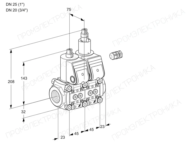 Kromschroder VCS 1E25R/20R05NLWR/PPPP/PPPP — двойной электромагнитный газовый клапан — 88103989