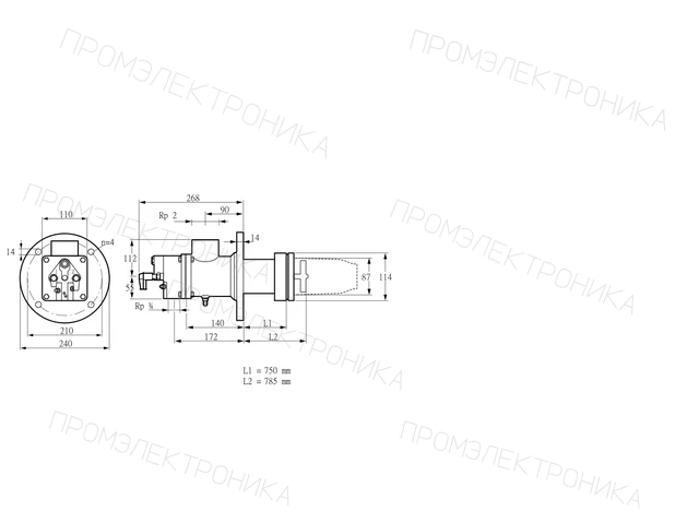 Kromschroder BIC 80HB-750/785-(16)F — промышленная газовая горелка — 84032084