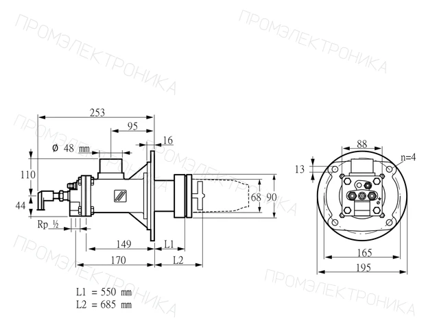 Kromschroder BICA 65HB-550/685-(34A)DR — промышленная газовая горелка — 84099612