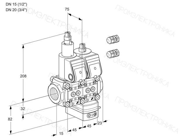 Kromschroder VCD 1E15R/20R05LD-50WR3/PPPP/PPPP — двойной электромагнитный газовый клапан — 88104358