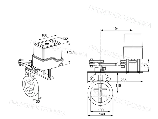 Kromschroder IDR 100Z03D100GD/50-30W20E — дисковая поворотная заслонка — 88303211