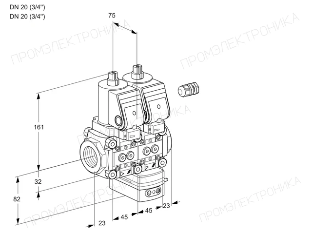 Kromschroder VCG 1E20R/20R05NGEQGR/PPPP/PPPP — двойной электромагнитный газовый клапан — 88105085