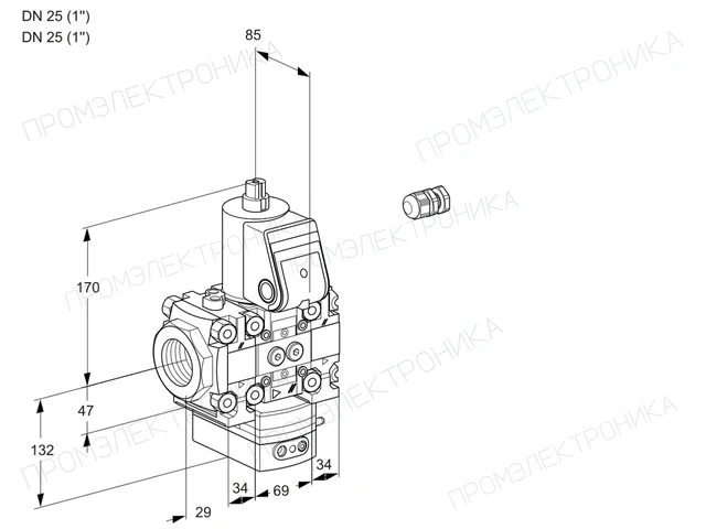 Kromschroder VAH 2E25R/25R05FHEVWR/PP/PP — регулятор расхода газа — 88102387