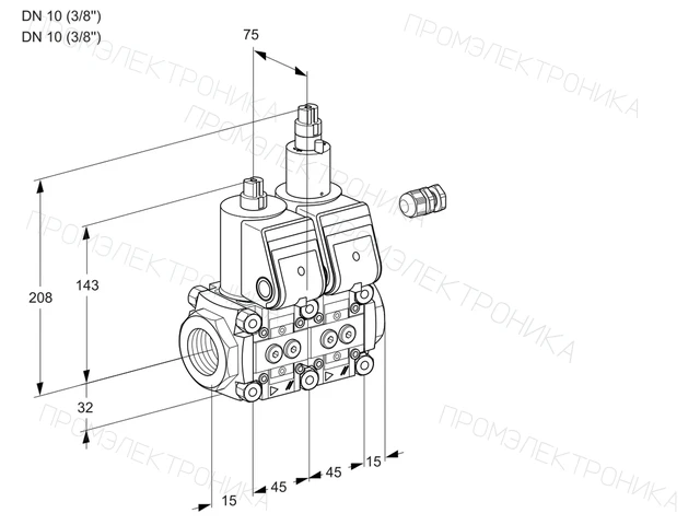 Kromschroder VCS 1E10R/10R05NLWR3/PPPP/PPPP — двойной электромагнитный газовый клапан — 88107652
