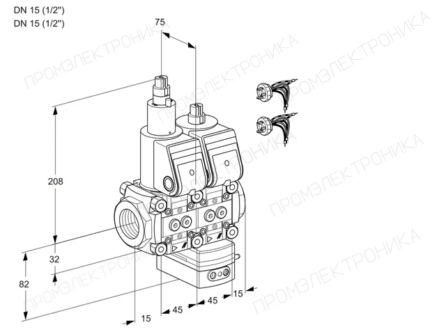 Kromschroder VCG 1E15R/15R05LGKWR5/PPPP/PPPP — двойной электромагнитный газовый клапан — 88107233