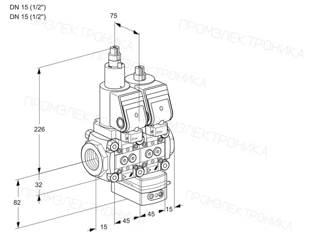 Kromschroder VCG 1E15R/15R05LGKQGR/PPPP/PPPP — двойной электромагнитный газовый клапан — 88107434