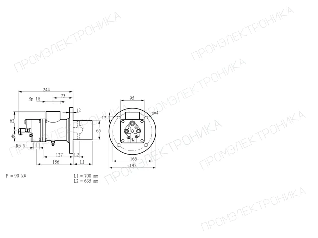 Kromschroder BIO 65HB-700/635-(34)E — промышленная газовая горелка — 84014074