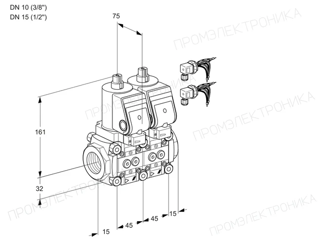 Kromschroder VCS 1E10R/15R05NNWGR8/PPPP/PPPP — двойной электромагнитный газовый клапан — 88107367
