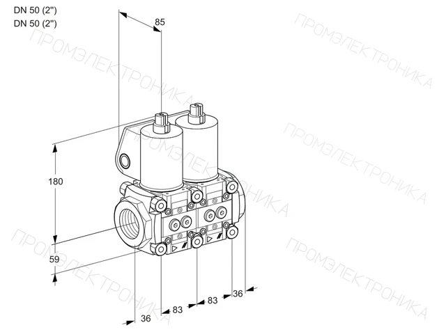 Kromschroder VCS 3T50N/50N05NNQL/PPPP/PPPP — двойной электромагнитный газовый клапан — 88102784