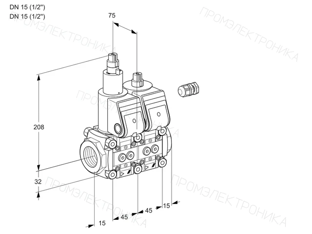 Kromschroder VCS 1E15R/15R05LNWR/PPPP/PPPP — двойной электромагнитный газовый клапан — 88107704