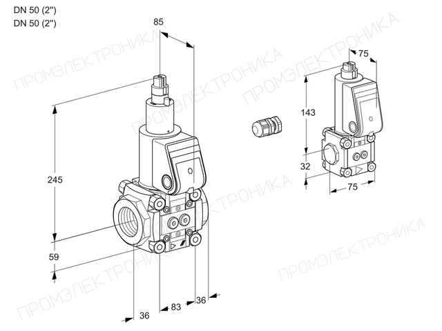 Kromschroder VAS 3E50R/50R05LWR/PP/BS — электромагнитный газовый клапан — 88100350