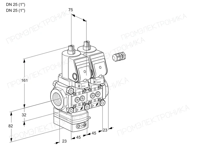 Kromschroder VCD 1E25R/25R05D-100NWSR/PPPP/PPPP — двойной электромагнитный газовый клапан — 88106385