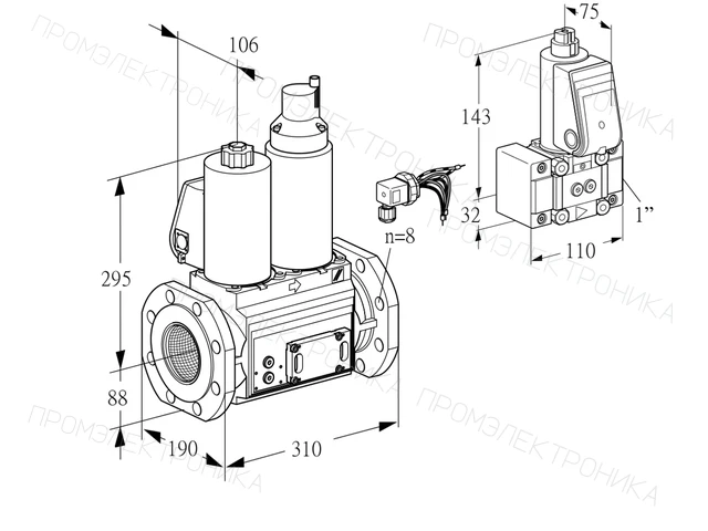 Kromschroder VCS 780F05NLKLE/PPZ-/PPPP — двойной электромагнитный газовый клапан — 88207630