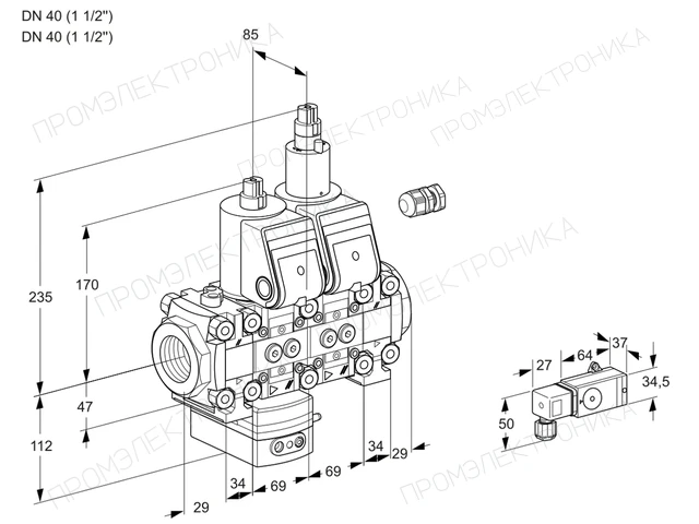 Kromschroder VCD 2E40R/40R05FD-50LO20WR/2-PP/PPPP — двойной электромагнитный газовый клапан — 88106911