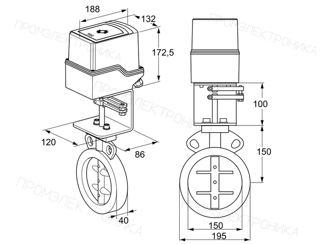 Kromschroder IDR 150Z03D100AU/50-03W3E — дисковая поворотная заслонка — 88303366