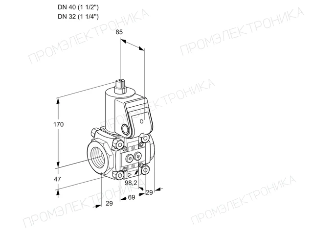 Kromschroder VAS 2T40/32N/NQ — электромагнитный газовый клапан — 88004006