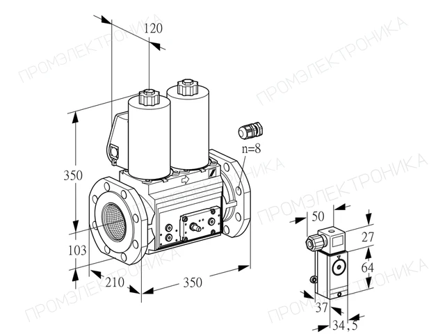 Kromschroder VCS 8100F05NNWL3E/3-MP/PP34 — двойной электромагнитный газовый клапан — 88207333