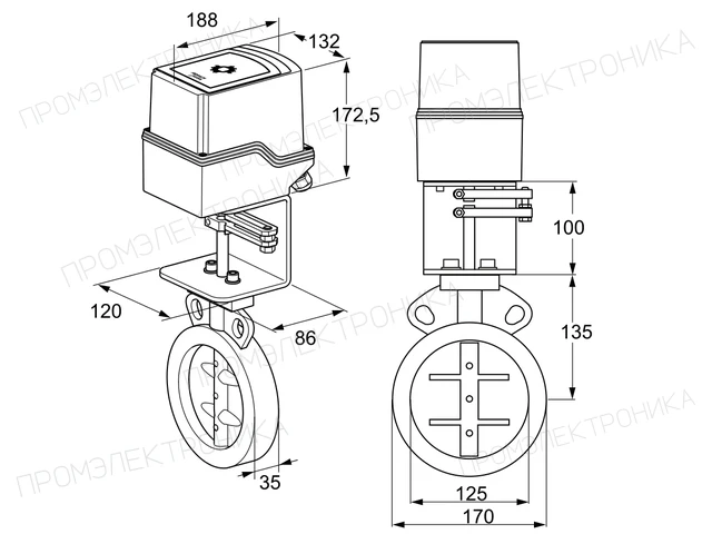 Kromschroder IDR 125Z03D100AU/50-07W7E — дисковая поворотная заслонка — 88302765