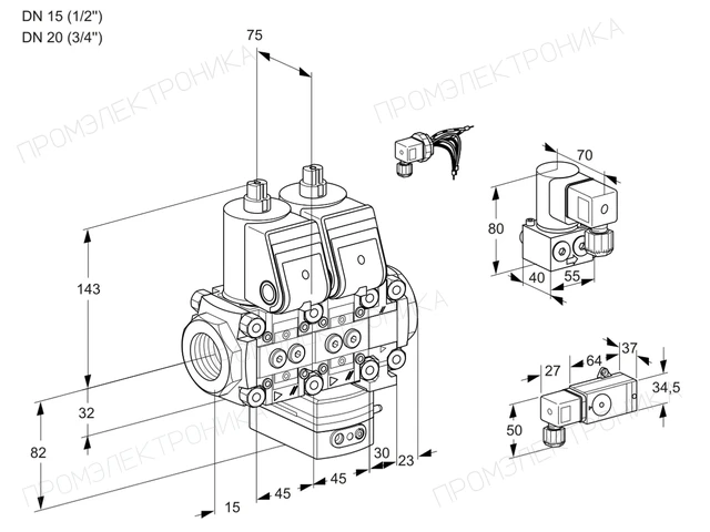 Kromschroder VCG 1E15R/20R05NGEVWR/-3PP/PPBY — двойной электромагнитный газовый клапан — 88107568