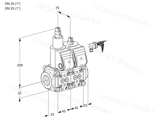 Kromschroder VCS 1E25R/25R05LNWR/PPPP/PPPP — двойной электромагнитный газовый клапан — 88106614