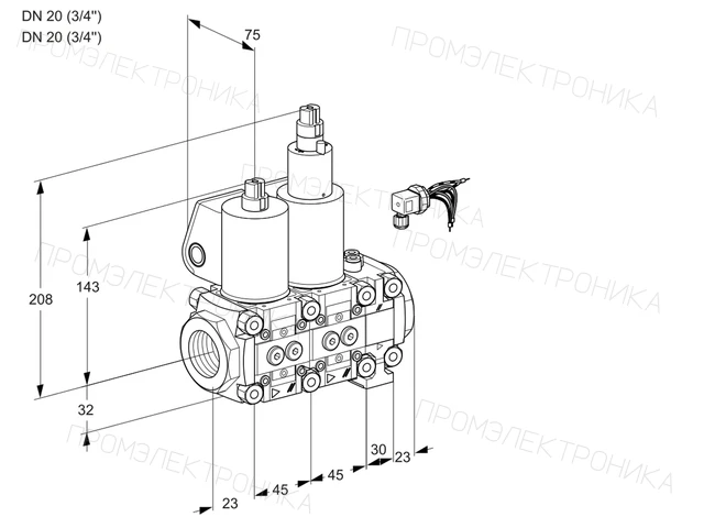 Kromschroder VCS 1E20R/20R05NLVWL/PPPP/PPPP — двойной электромагнитный газовый клапан — 88105145