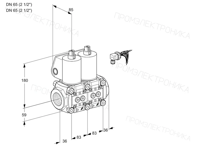 Kromschroder VCS 3E65R/65R05NNWL/PPPP/MMMM — двойной электромагнитный газовый клапан — 88104543