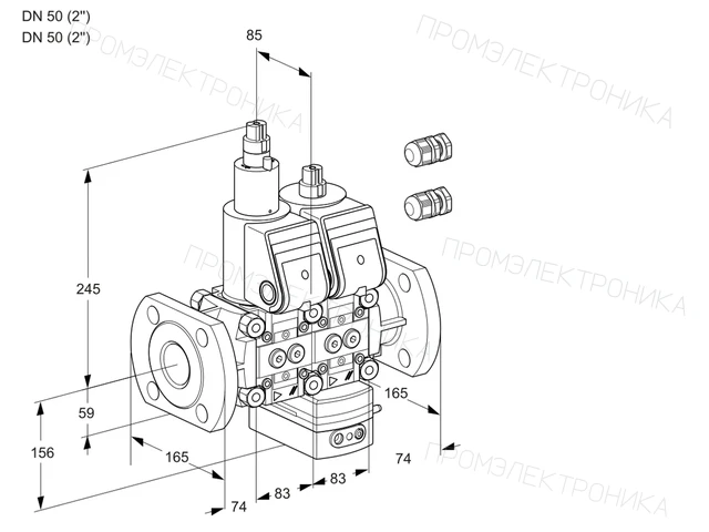 Kromschroder VCH 3E50F/50F05LHEWR3/PPPP/PPPP — двойной электромагнитный газовый клапан — 88102721