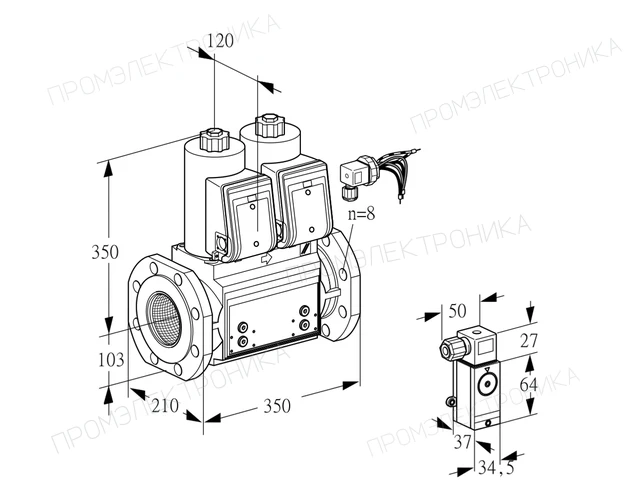 Kromschroder VCS 8100F05NNWRB/P3PP/MMMM — двойной электромагнитный газовый клапан — 88204630