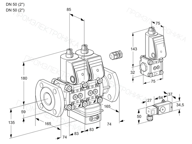 Kromschroder VCD 3E50F/50F05ND-25WR/-3PP/PPZS — двойной электромагнитный газовый клапан — 88104364