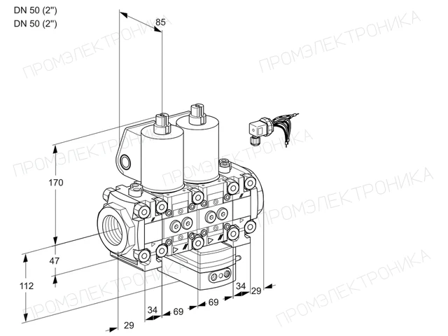 Kromschroder VCG 2E50R/50R05FNGEVWL/PPPP/PPPP — двойной электромагнитный газовый клапан — 88102631