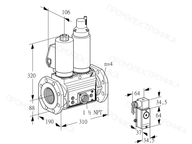 Kromschroder VCS 7T80A05NLQSLE/PPVP/3-P4 — двойной электромагнитный газовый клапан — 88204254
