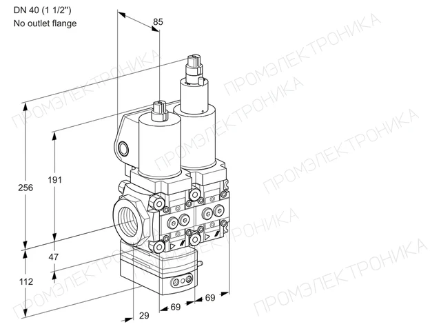 Kromschroder VCD 2T40N/--05D-100LQGL/PPPP/PPPP — двойной электромагнитный газовый клапан — 88104167