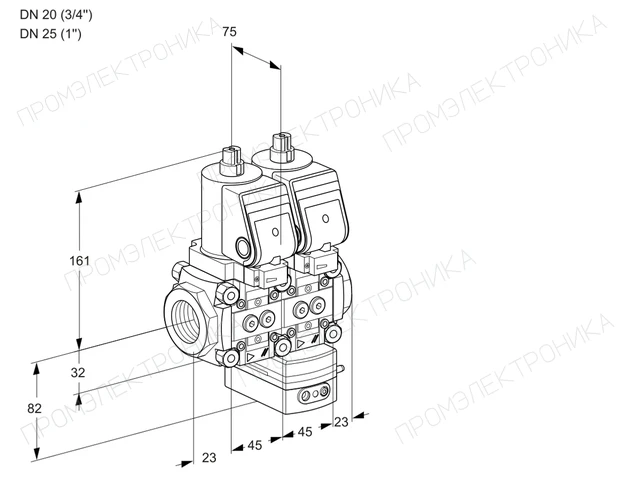 Kromschroder VCG 1T20N/25N05NGAQGR/PPPP/PPPP — двойной электромагнитный газовый клапан — 88105630