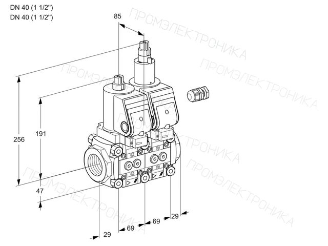 Kromschroder VCS 2E40R/40R05NLWSR/PPPP/PPPP — двойной электромагнитный газовый клапан — 88106770
