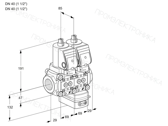 Kromschroder VCV 2E40R/40R05NVKQSR/PPPP/PPPP — двойной электромагнитный газовый клапан — 88100399