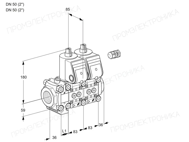 Kromschroder VCS 3E50R/50R05FNNWR/PPPP/PPPP — двойной электромагнитный газовый клапан — 88106129
