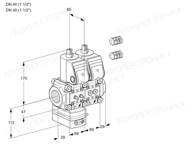 Kromschroder VCD 2E40R/40R05D-100NWR3/MMPP/PPPP — двойной электромагнитный газовый клапан — 88103239